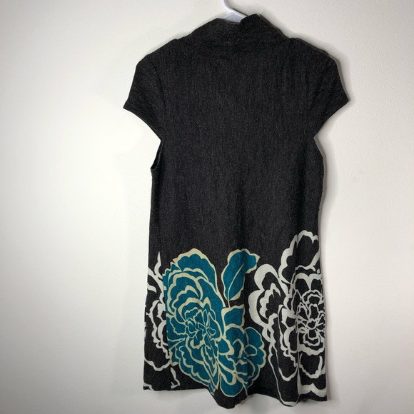 Papillon Grey Capsleeve Floral Cowl Neck Dress - Picture 2 of 6